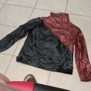 Fashion Nova Black and Bronze Faux Leather Blouse